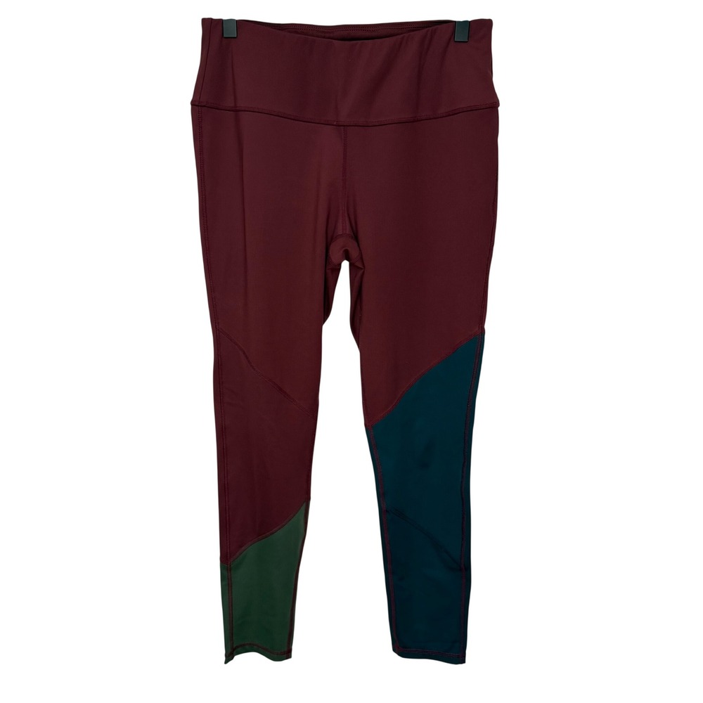 Royal Robbins Womens Colorblock‎ Leggings Burgundy Teal Green Activewear Size M